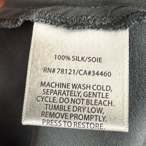 Eileen Fisher 100% Silk Peplum Blouse Womens Size Medium Top Dark Grey Black M - Picture 6 of 11